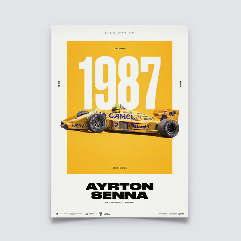 SENNA 1987 MONACO POSTER - blue