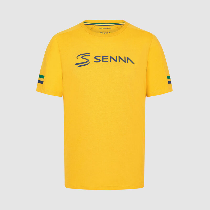 Stripe T-shirt 2024 - Ayrton Senna - Yellow XS for males - 8719203399805 - Fuel For Fans F1 Merchandise store