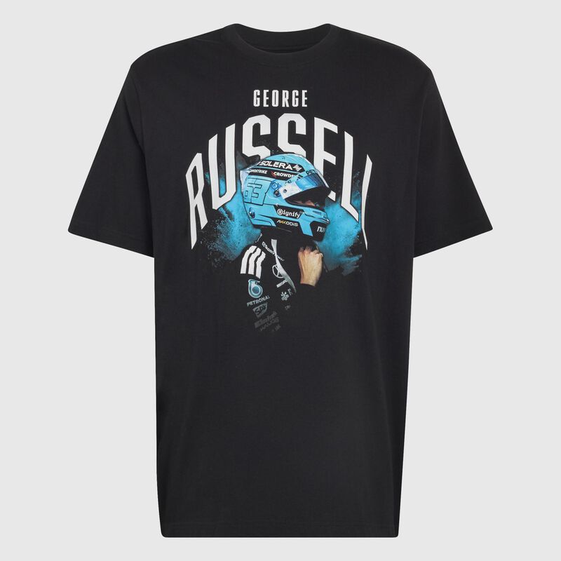 adidas George Russell Graphic T-shirt 2026 - Mercedes-AMG F1 - Black XXL for males - 4068817256511 - Fuel For Fans F1 Merchandise store