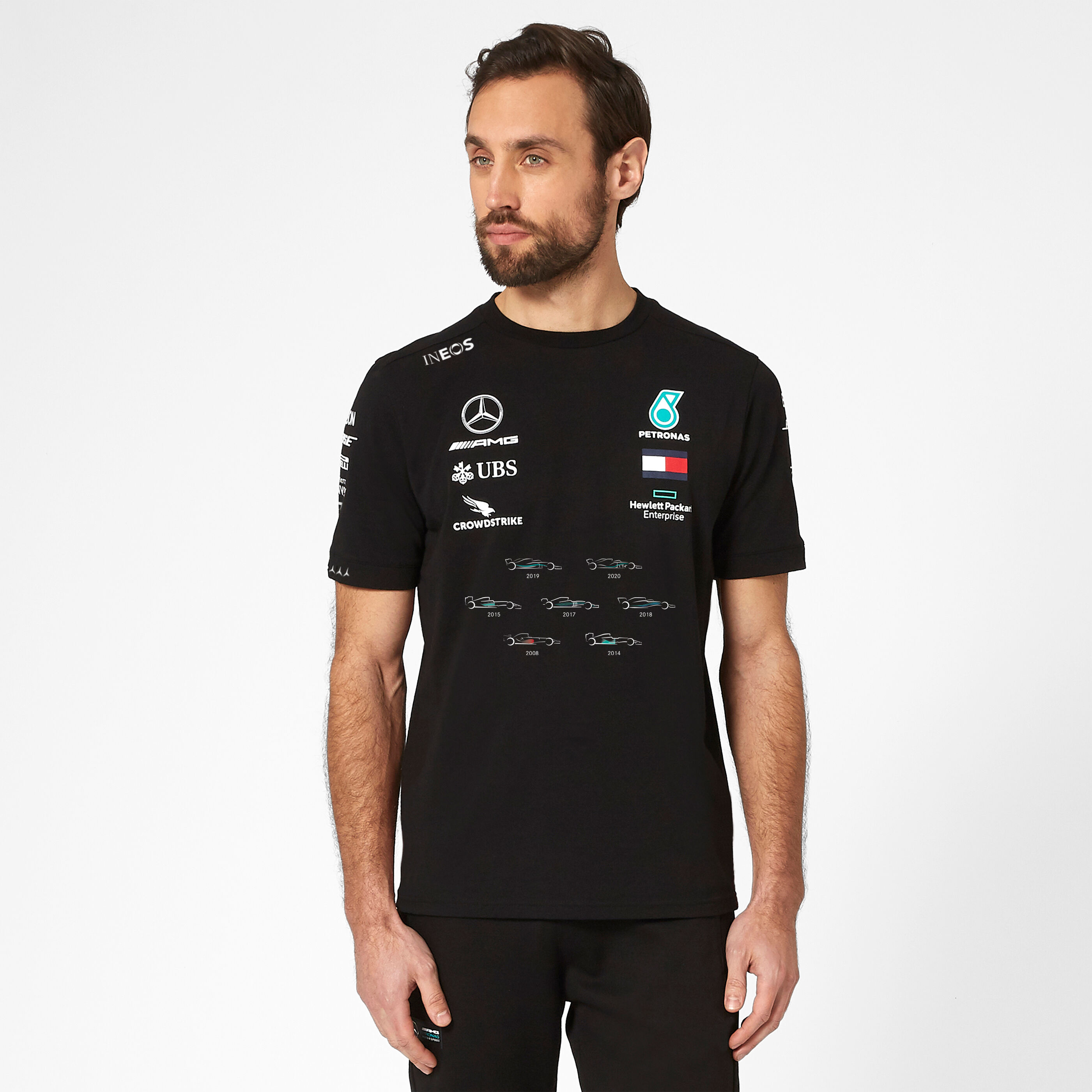 XS Blanc Fuel For Fans T-Shirt à Manches Longues de léquipe de Formule 1 2020 Mercedes-AMG Petronas