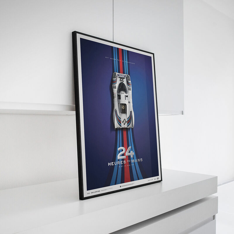 PORSCHE SL MARTINI LE MANS 24 HOUR POSTER - blue