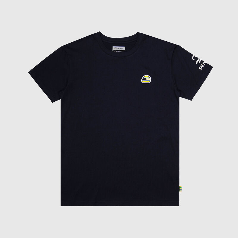 Helmet T-shirt 2026 - Ayrton Senna - Navy 3XL for males - 8719203754833 - Fuel For Fans F1 Merchandise store