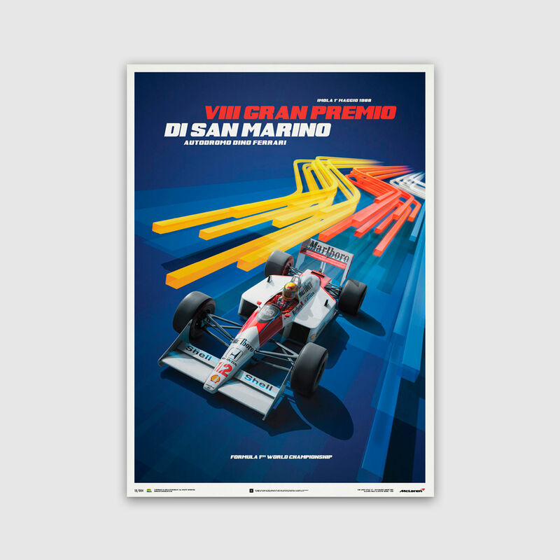 MCLAREN SL MP4/4 SENNA SM GP 1988 BLUE POSTER - blue