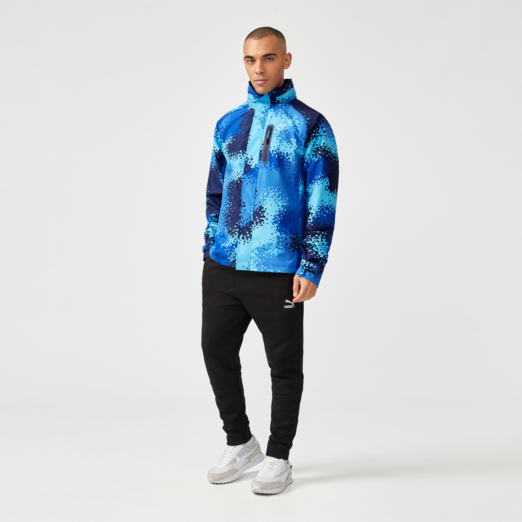 Blue camo rain jacket hotsell
