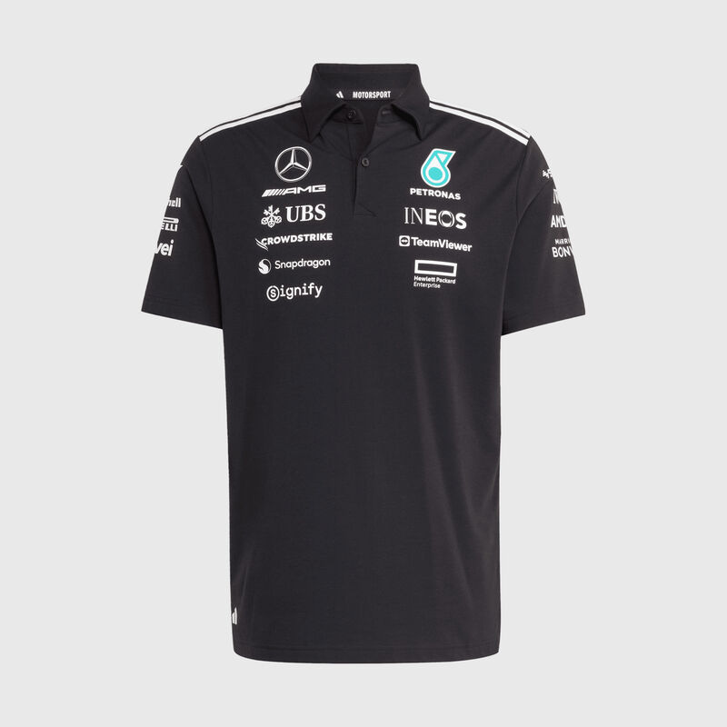 adidas 2025 Team Polo 2025 - Mercedes-AMG F1 - Black XS for males - 4068802721895 - Fuel For Fans F1 Merchandise store