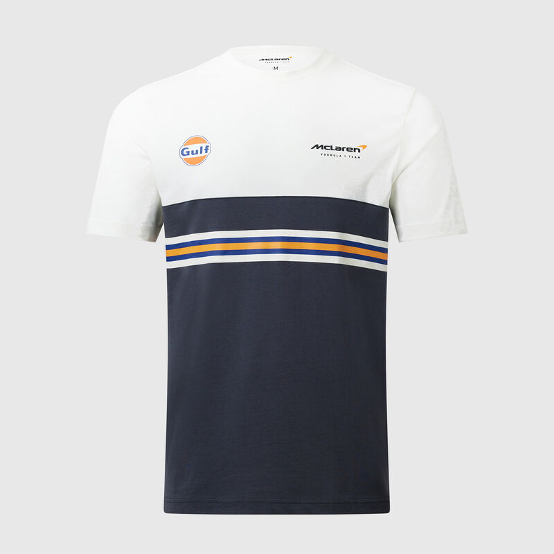 MCLAREN GULF SL CORE PRINTED HORIZONTAL STRIPED TEE - snow white