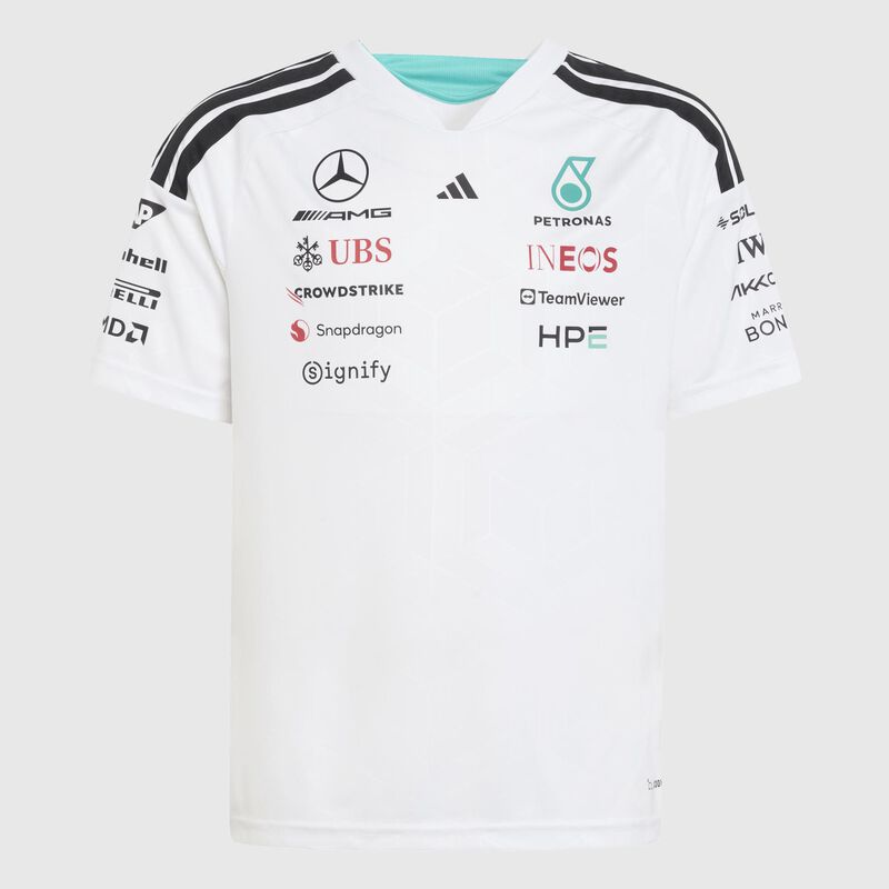 adidas Kids 2026 Team Driver T-shirt 2026 - Mercedes-AMG F1 - White 140 - 4068819189954 - Fuel For Fans F1 Merchandise store