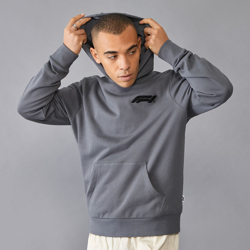 F1 FW BOUCLE HOODY - grey melange