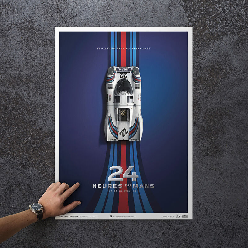 PORSCHE SL MARTINI LE MANS 24 HOUR POSTER - blue