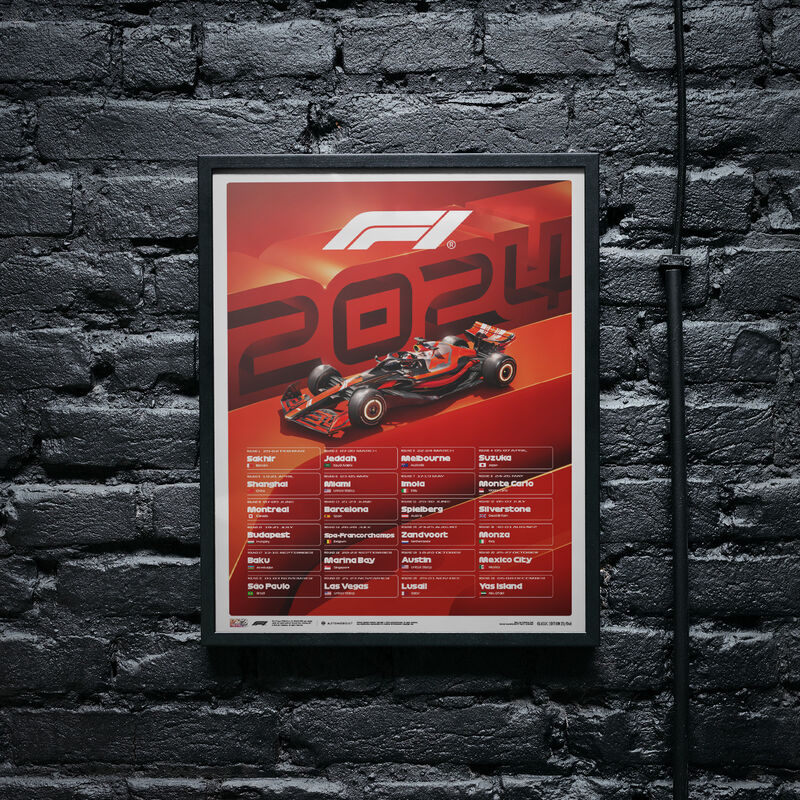 F1 2024 RACE CALENDAR POSTER - red