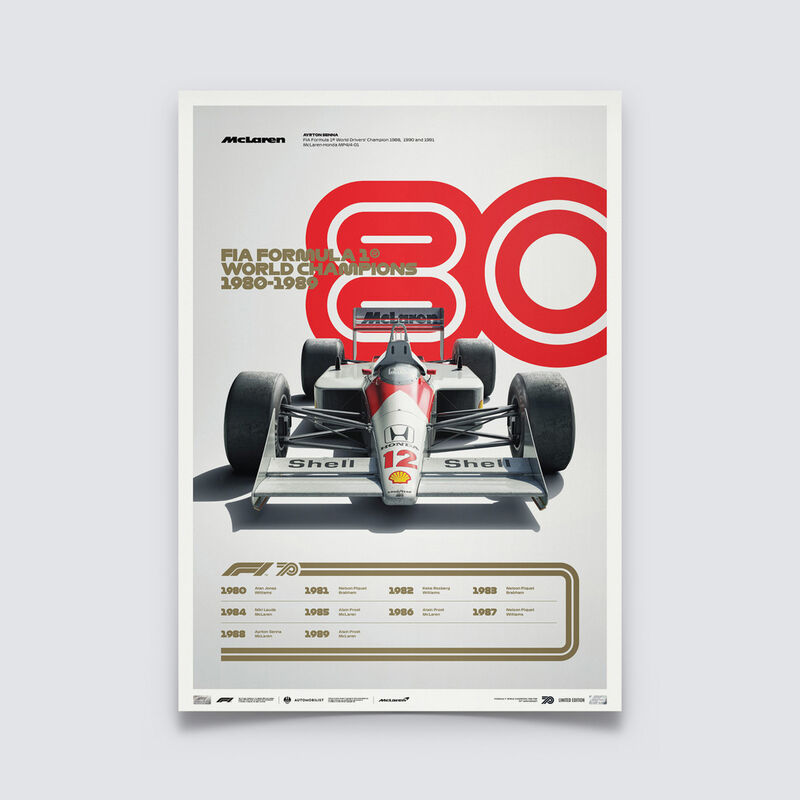 AYRTON SENNA MCLAREN 80S LIMITED EDITION POSTER - multicolor