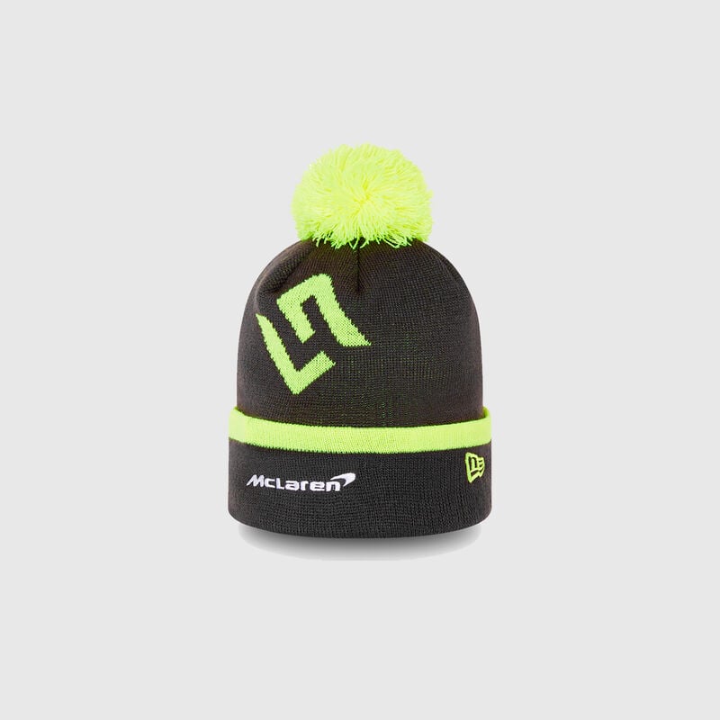 MCLAREN SL NORRIS BOBBLE KNIT BEANIE - black