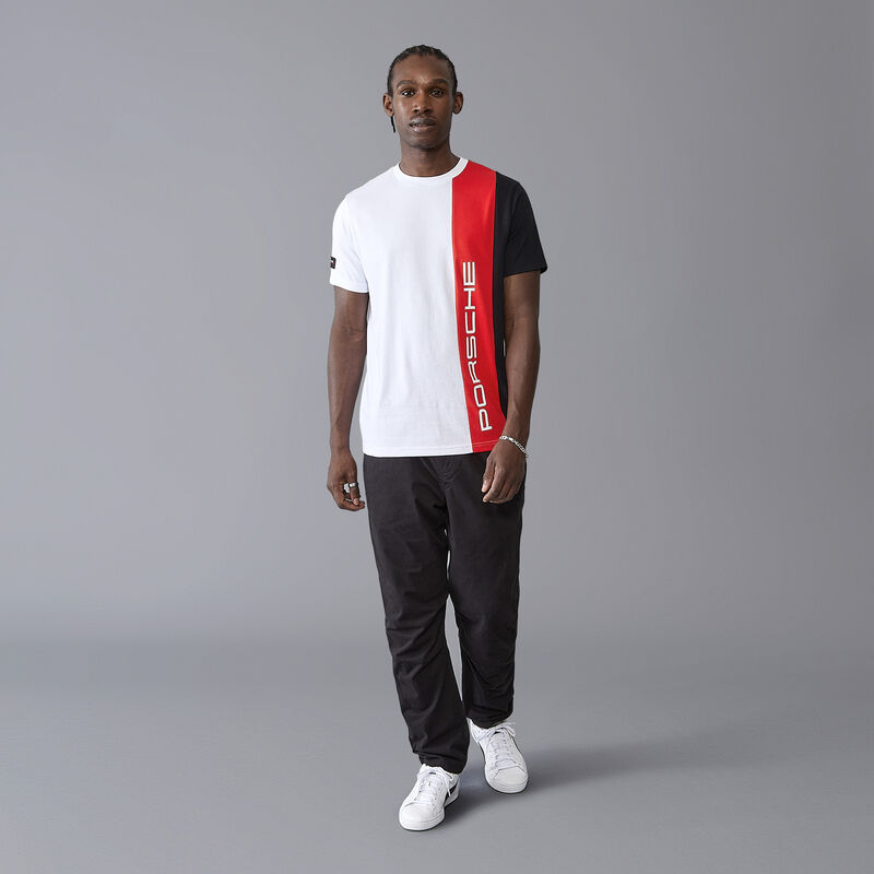 PORSCHE FW MENS STRIPE TEE - white