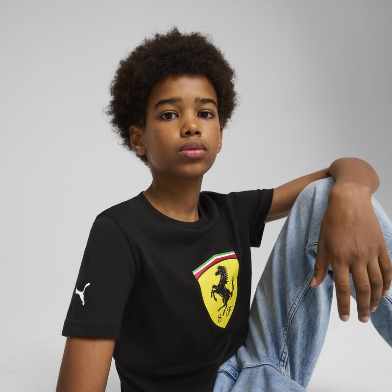 SF LS RACE KIDS COLOURED BIG SHEILD TEE - black