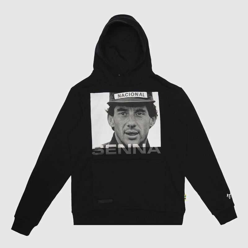 Icon Hoodie 2026 - Ayrton Senna - Black XS for males - 8719203755304 - Fuel For Fans F1 Merchandise store