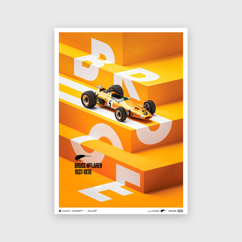 MCLAREN BRUCE FRANCORCHAMPS 1968 LTD ED POSTER - orange
