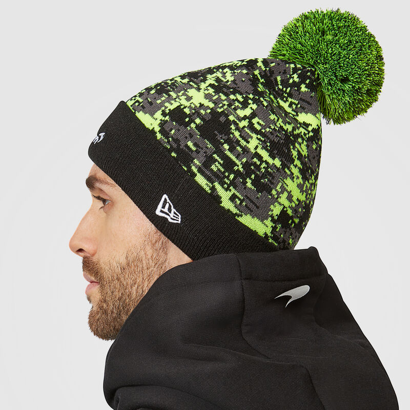 MCLAREN LANDO GLITCH BOBBLE KNIT BEANIE - lime