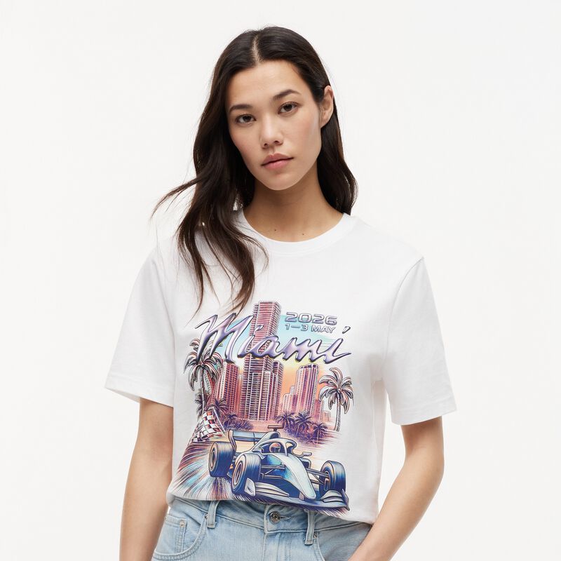 Tommy Hilfiger 2026 Miami GP Graphic T-Shirt 2026 - Cadillac F1 Team - White S for males - Fuel For Fans F1 Merchandise store