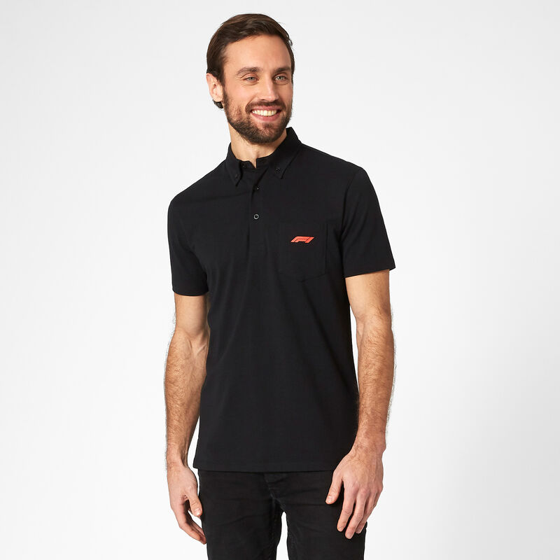 F1 FW MENS SMALL LOGO JERSEY POLO - black