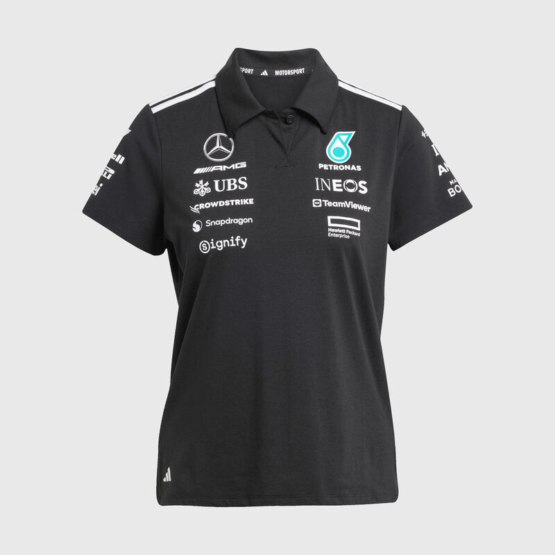 Women's adidas 2025 Team Polo 2025 - Mercedes-AMG F1 - Black S for females - 4068802733508 - Fuel For Fans F1 Merchandise store