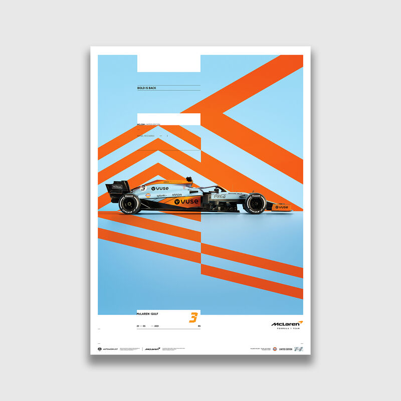 MCLAREN X GULF - DANIEL RICCIARDO LTD ED 2 POSTER - blue