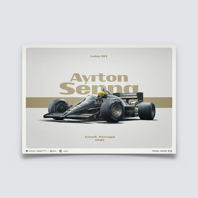 Lotus 97T – Ayrton Senna Horizontal Tribute Estoril 1985 Plakat in limitierter Auflage