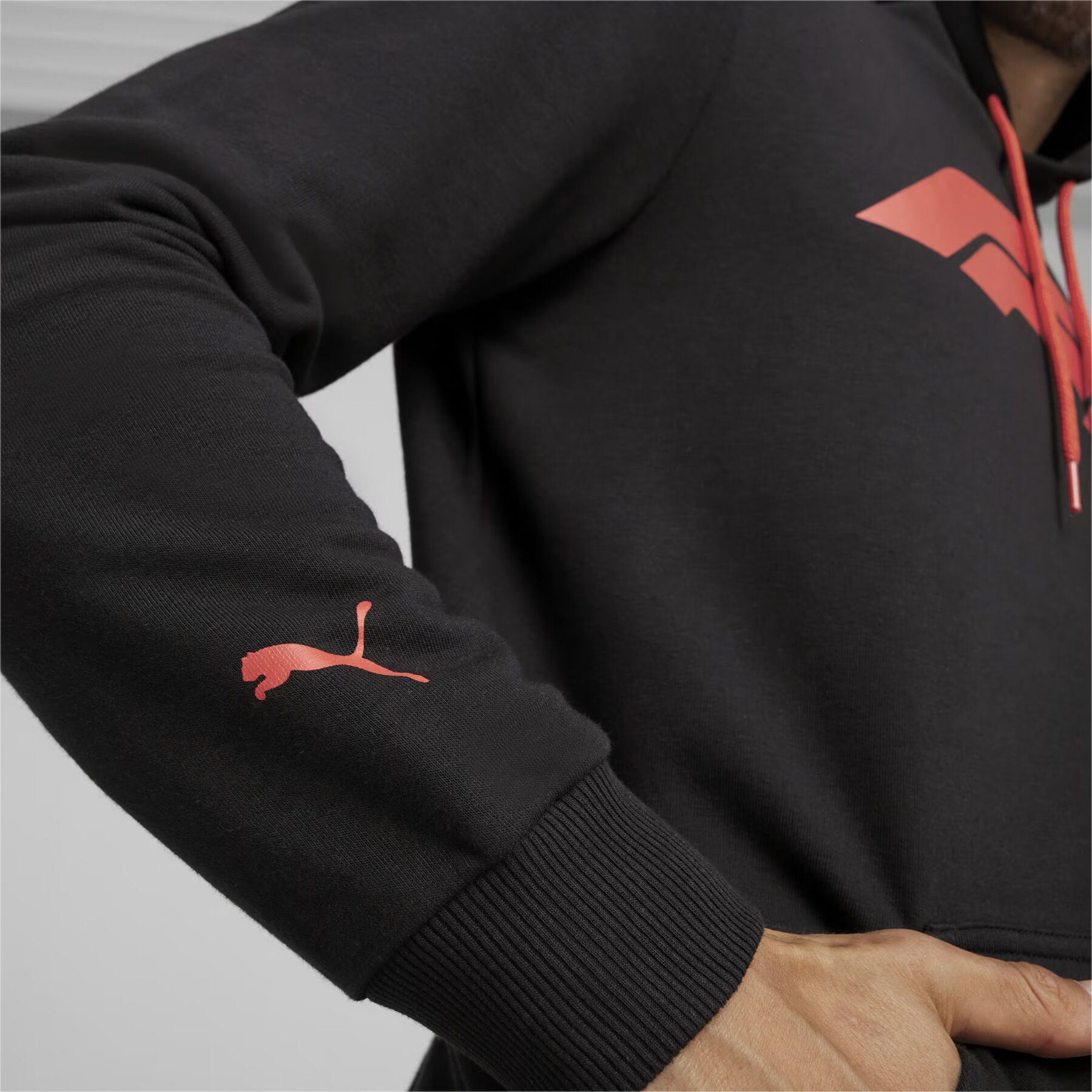 Red and black puma hoodie cheap