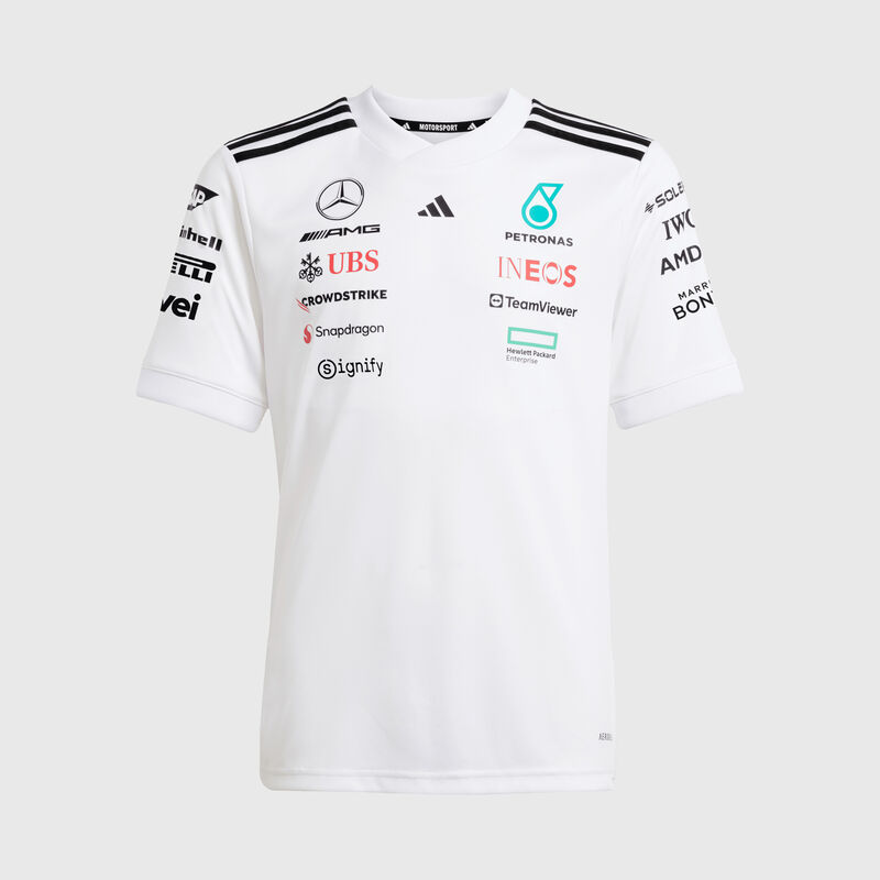 Kids adidas 2025 Driver T-shirt 2025 - Mercedes-AMG F1 - White 128 - 4068802718185 - Fuel For Fans F1 Merchandise store