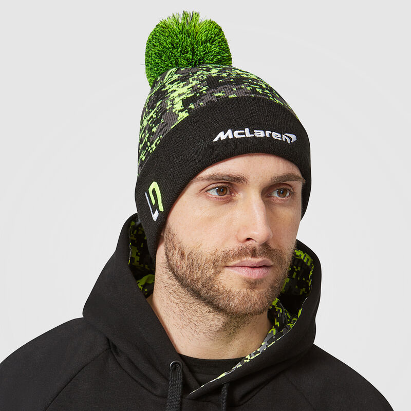 MCLAREN LANDO GLITCH BOBBLE KNIT BEANIE - lime