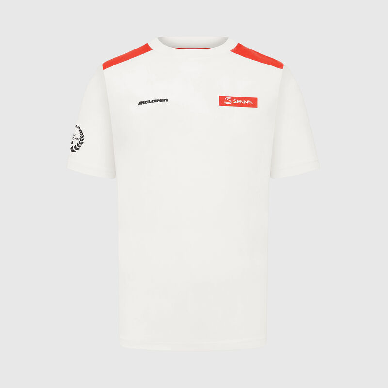 McLaren F1 T-shirt 2024 - Ayrton Senna - White 3XL for males - 8719203565903 - Fuel For Fans F1 Merchandise store