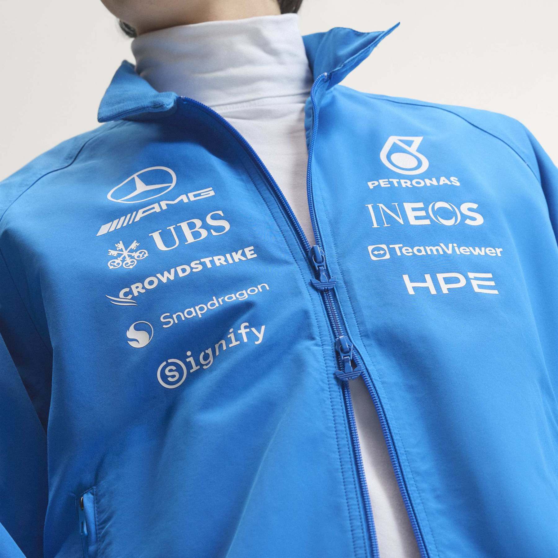 adidas 2026 Team Blue Wonder Jacket - Mercedes-AMG F1 | Fuel For Fans