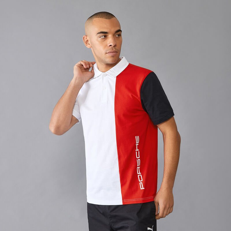 PORSCHE FW MENS STRIPE POLO - white