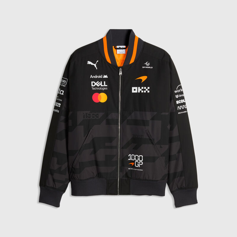 PUMA 2026 Team 1000th GP Bomber Jacket 2026 - McLaren Mastercard F1 - Puma black S for males - Fuel For Fans F1 Merchandise store
