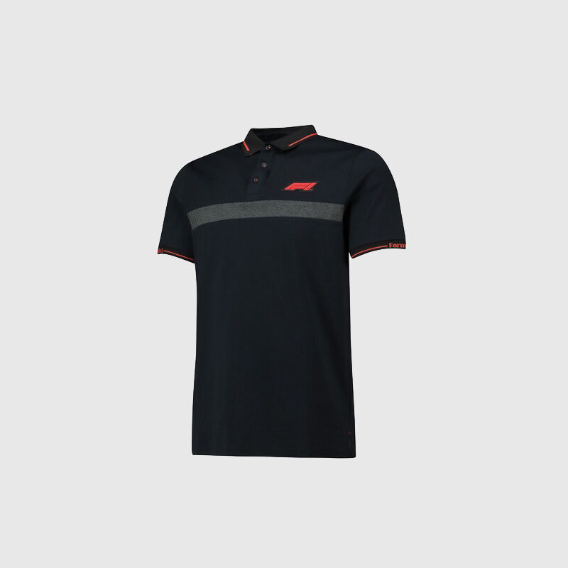 F1 TECH COLLECTION CHEST STRIPE POLO - black