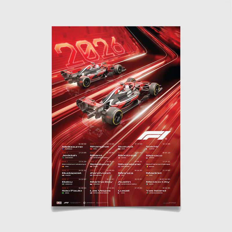 F1 2026 Calendar Poster 2026 - F1 Collection - Red ONE SIZE - 8595715606668 - Fuel For Fans F1 Merchandise store