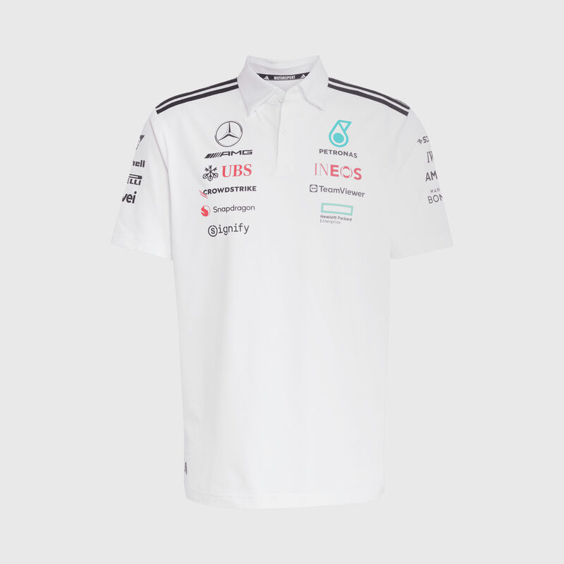 adidas 2025 Team Polo 2025 - Mercedes-AMG F1 - White XXL for males - 4068802737254 - Fuel For Fans F1 Merchandise store