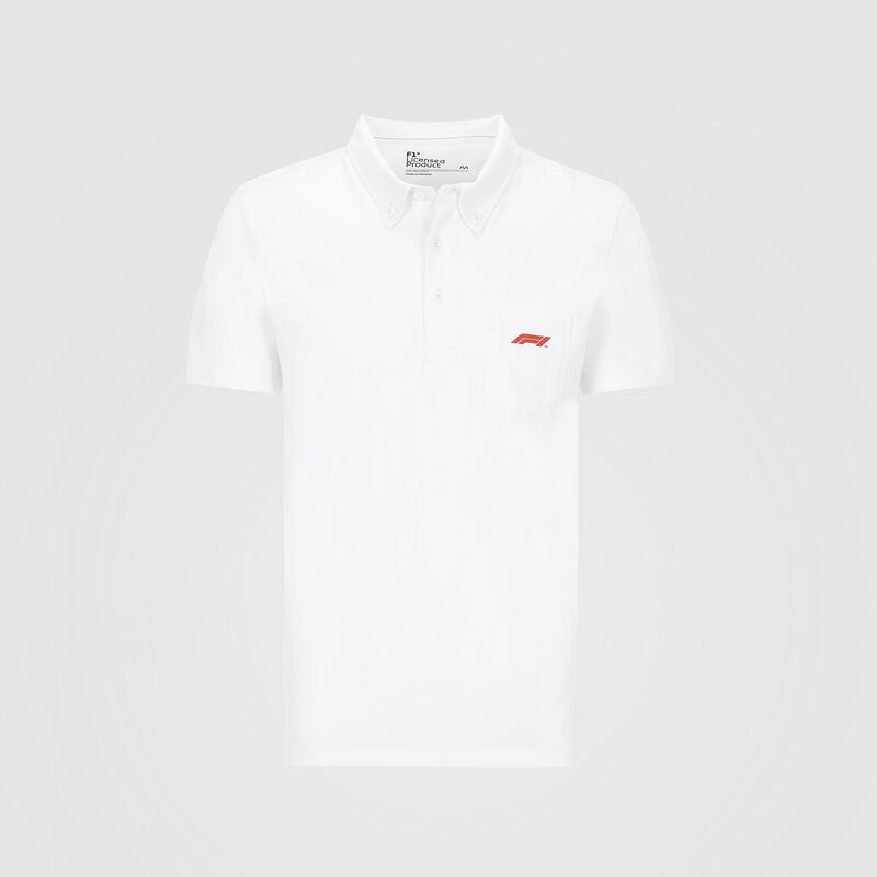 F1 FW MENS SMALL LOGO JERSEY POLO - white