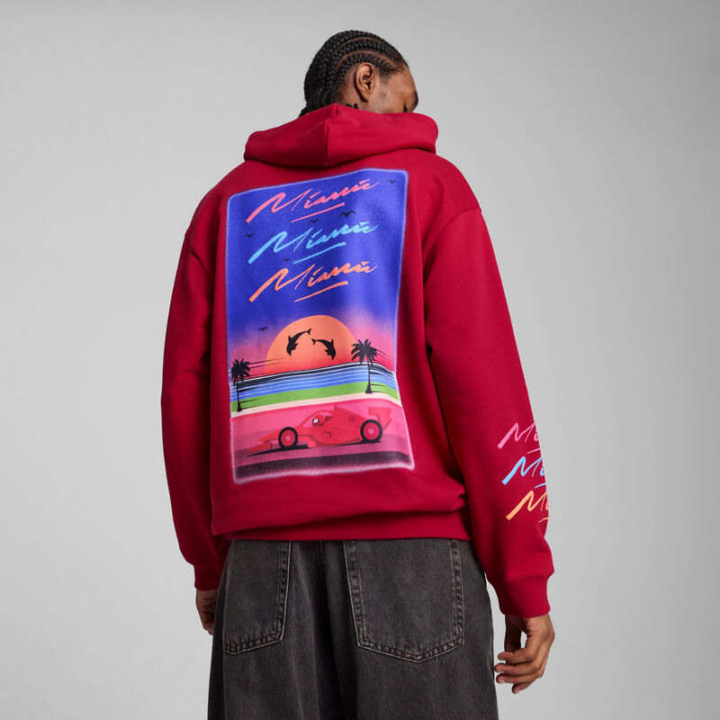 SF LS MIAMI GRAPHIC HOODIE - tibetan red
