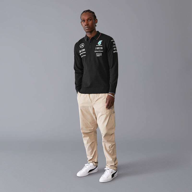 MAPF1 RP MENS KNIT LS POLO - black