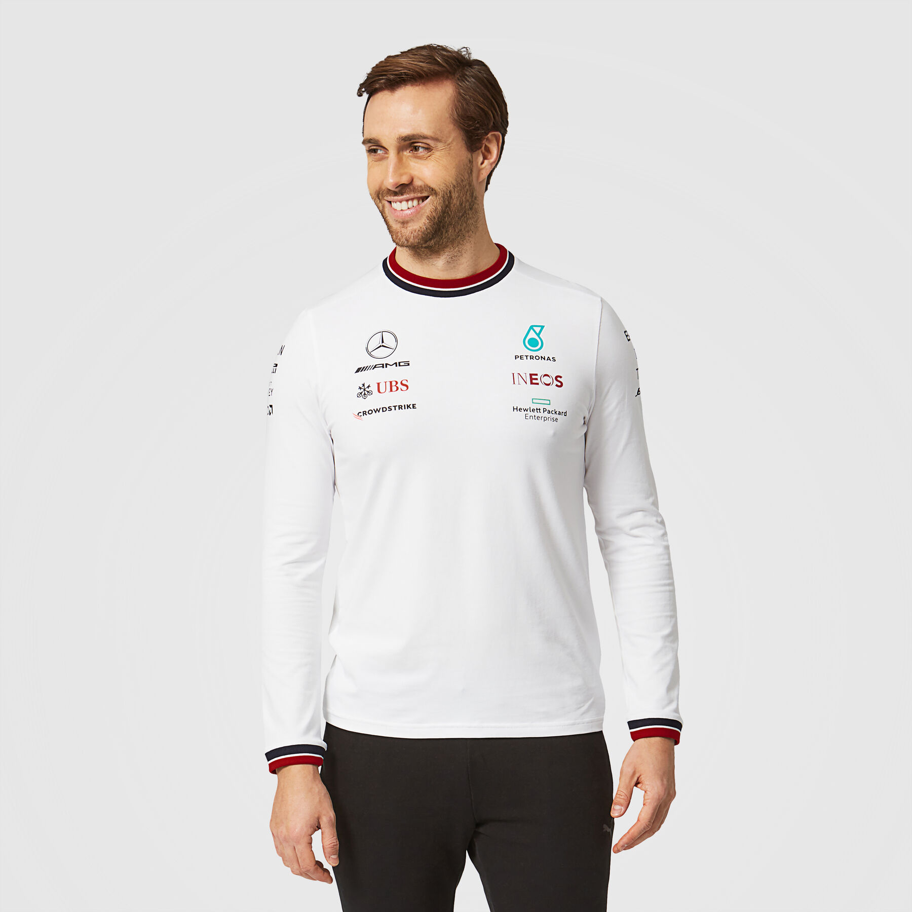 NEW 2019 Mercedes AMG F1 Team Lewis Hamilton Long Sleeve T Shirt Tee Top WHITE 