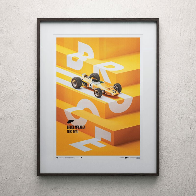 MCLAREN BRUCE FRANCORCHAMPS 1968 LTD ED POSTER - orange