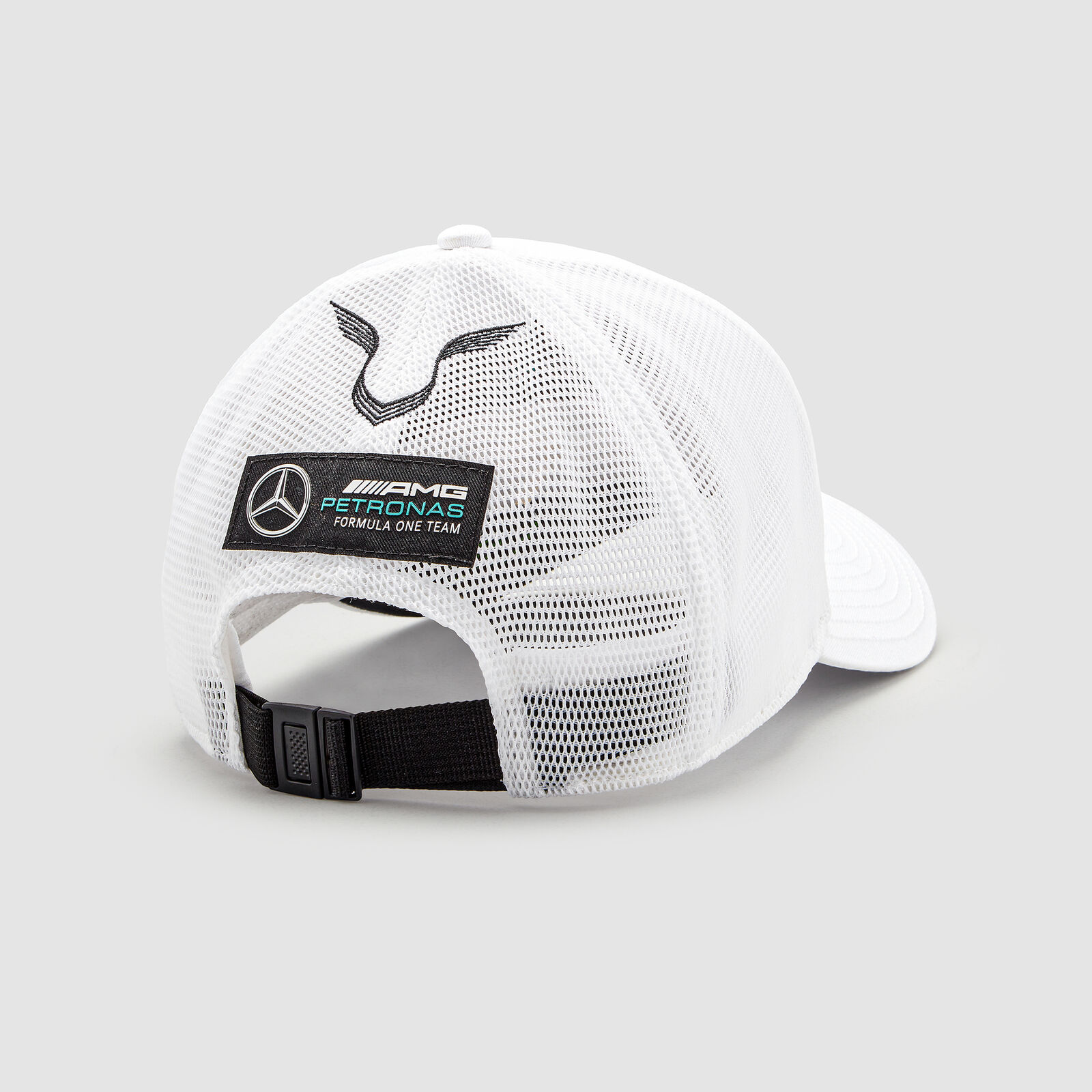 Staff Baseball Hat Embroidered Mesh Trucker Cap (Black & White)