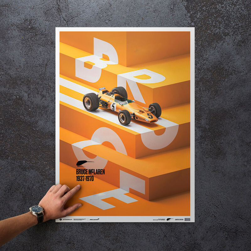 MCLAREN BRUCE FRANCORCHAMPS 1968 LTD ED POSTER - orange