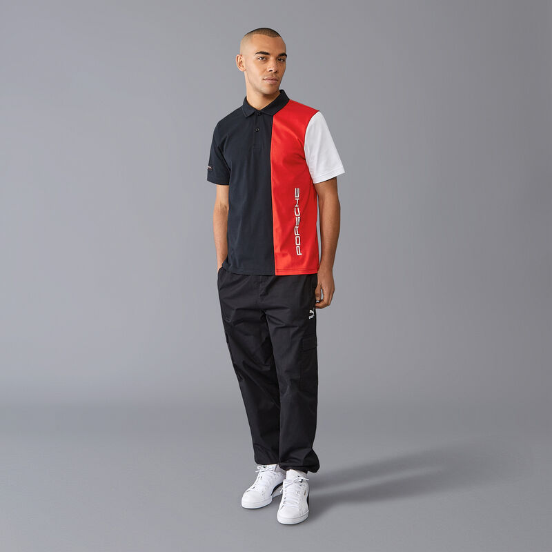PORSCHE FW MENS STRIPE POLO - black