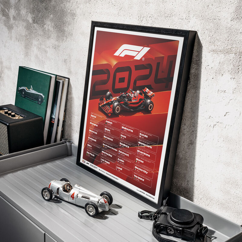 F1 2024 RACE CALENDAR POSTER - red