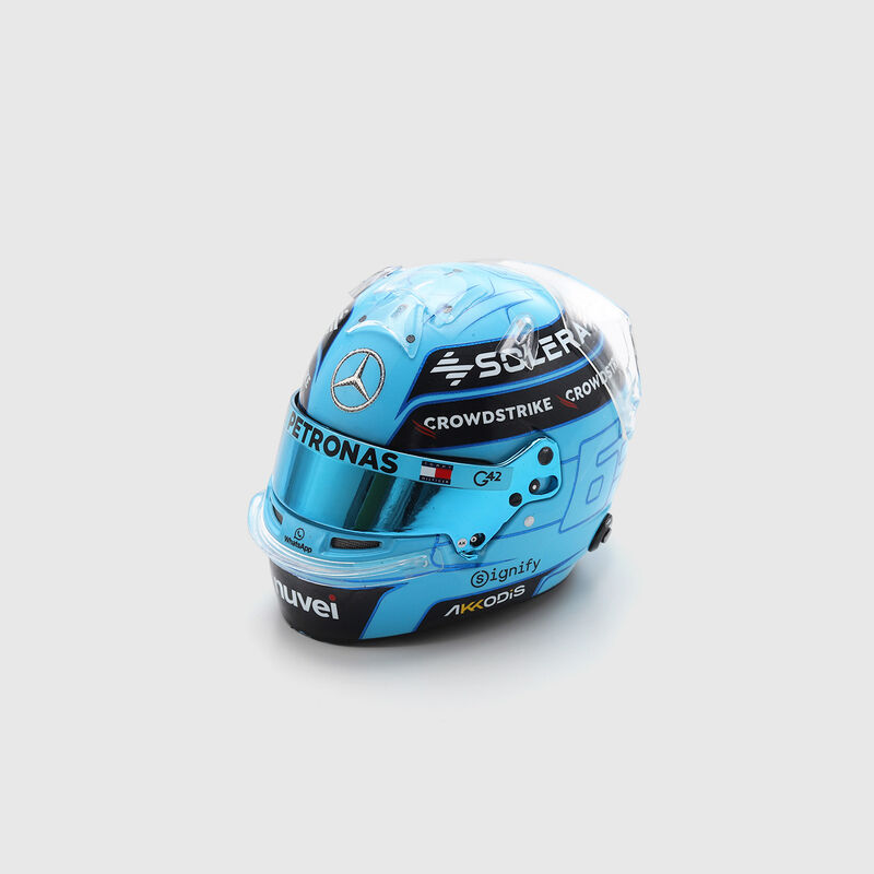 2024 George Russell 1:5 Scale Miniature Helmet collectible - Mercedes-AMG F1 - Blue ONE SIZE - 9580006191465 - Fuel For Fans F1 Merchandise store