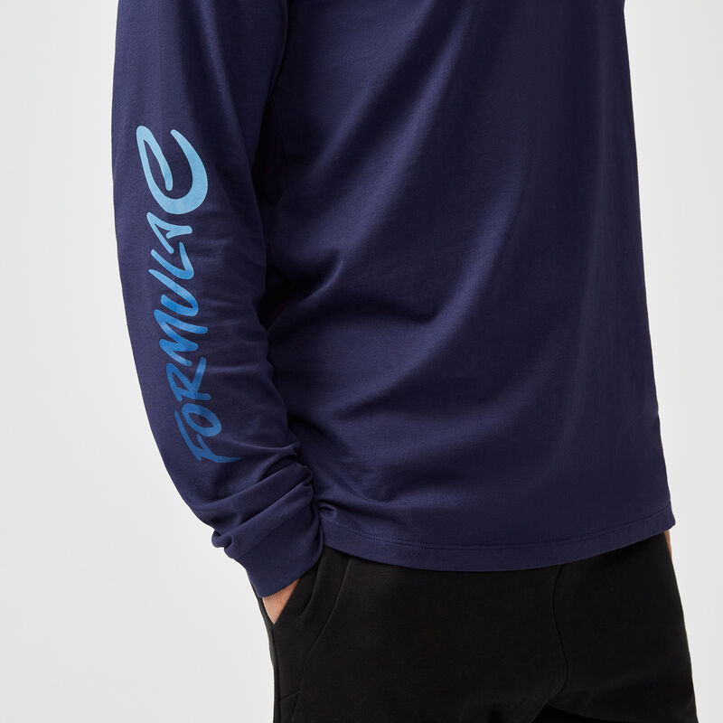 FE FW LS WORDMARK GRADIENT TEE - navy