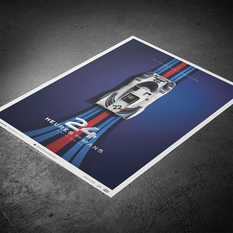 PORSCHE SL MARTINI LE MANS 24 HOUR POSTER - blue