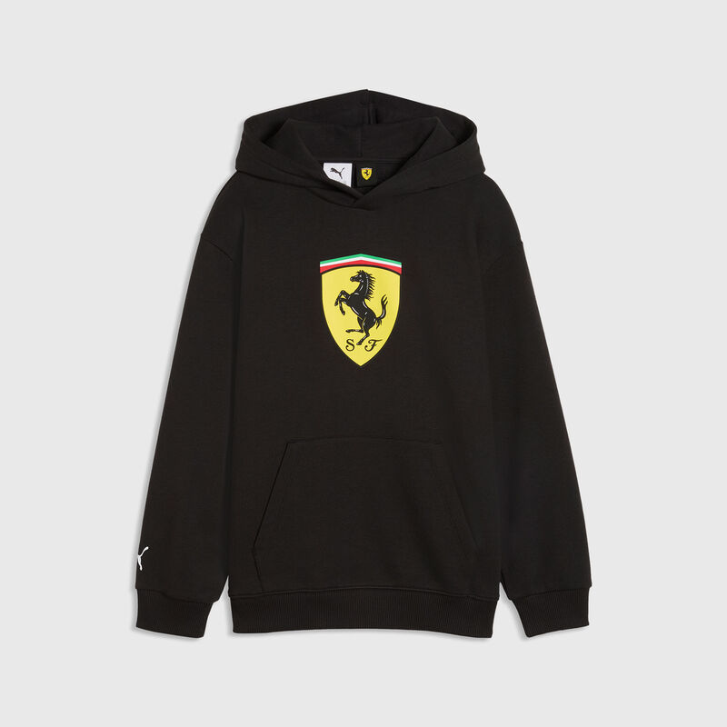 PUMA Kids Shield Hoodie 2026 - Scuderia Ferrari F1 - Puma black 140 - 4070033632949 - Fuel For Fans F1 Merchandise store