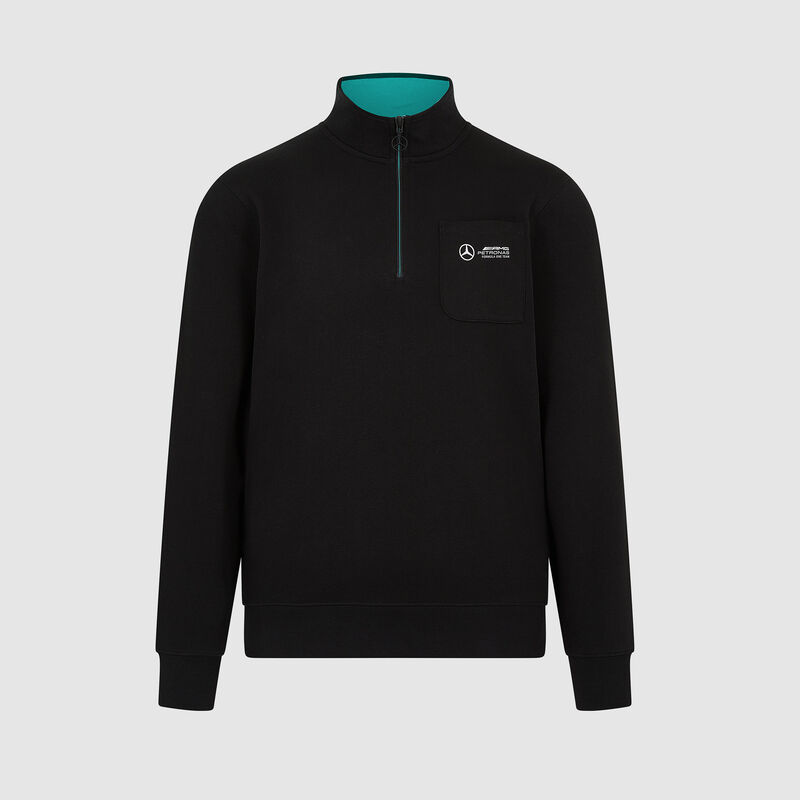 1/4 Zip Sweater 2024 - Mercedes-AMG F1 - Black L for males - 8719203402611 - Fuel For Fans F1 Merchandise store